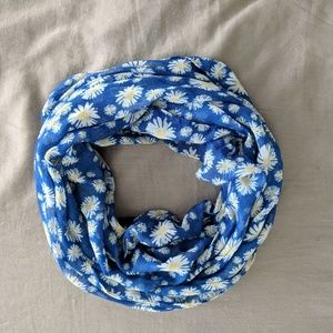Bright Blue Daisy Print Infinity Scarf